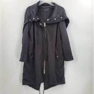 Women's All Saints Kaito Parka Jacket Coat Size 2 Black